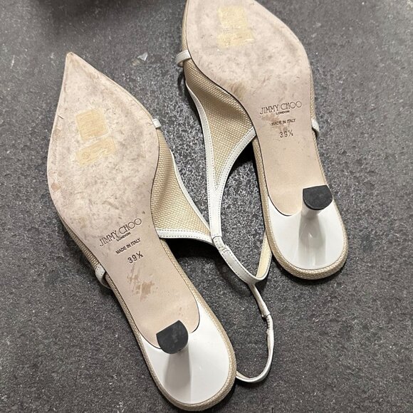Jimmy Choo Amita 45 Slingback Pump Heels Natural & Latte - Picture 5 of 7